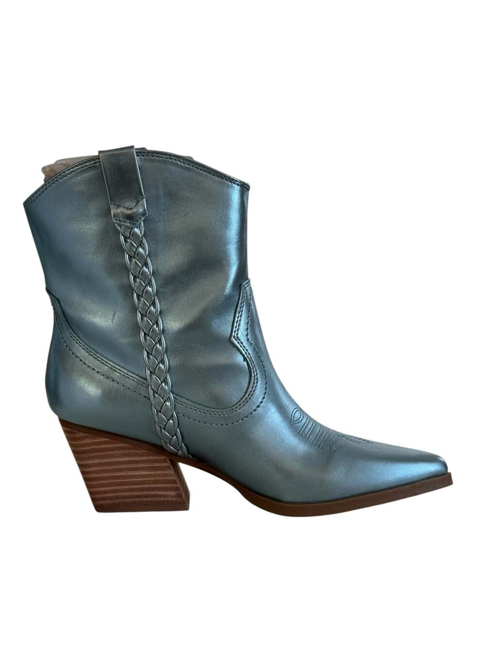 DV Dolce Vita "Karyn" Women's Cowboy Booties in Metallic Blue. Retail $75